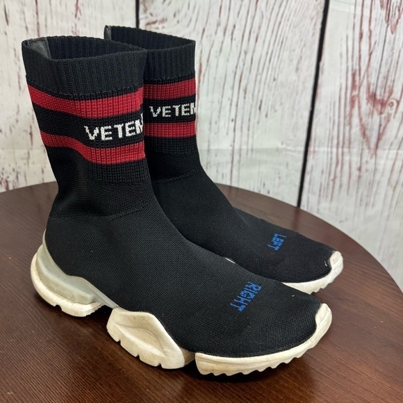 Vetements X Reebok Black Socks Shoes Ankle Length Stretchy Knit Boots 6.5 Womens - Picture 1 of 15